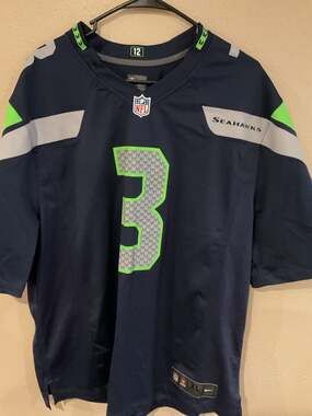 Nike NFL Seattle Seahawks Russell Wilson #3 On Field Jersey Navy Blue - Men's XL